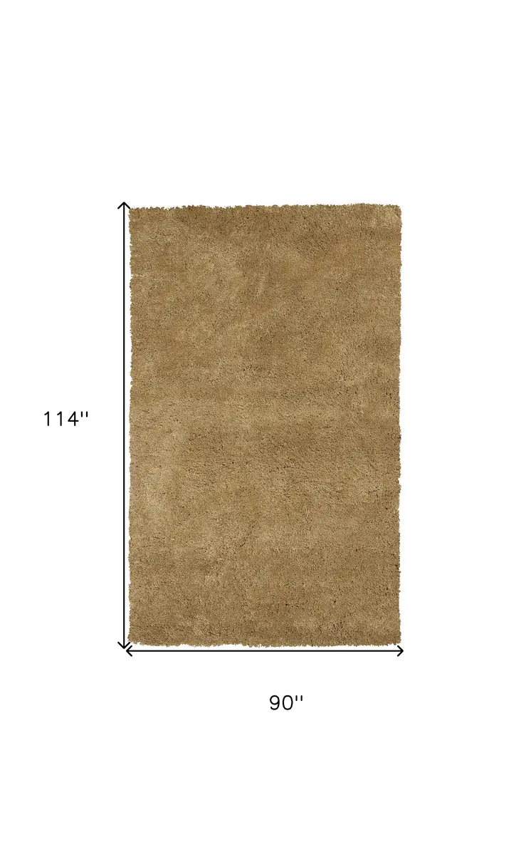 8' X 10' Gold Shag Hand Woven Area Rug