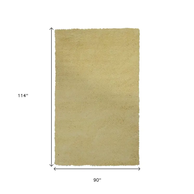 8' X 10' Canary Yellow Shag Hand Woven Area Rug