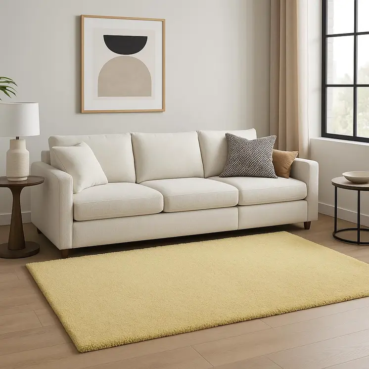 8' X 10' Canary Yellow Shag Hand Woven Area Rug