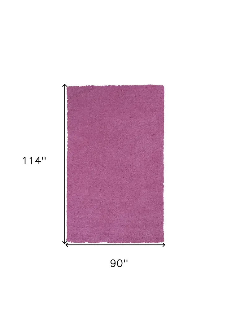 8' X 10' Hot Pink Shag Hand Woven Area Rug
