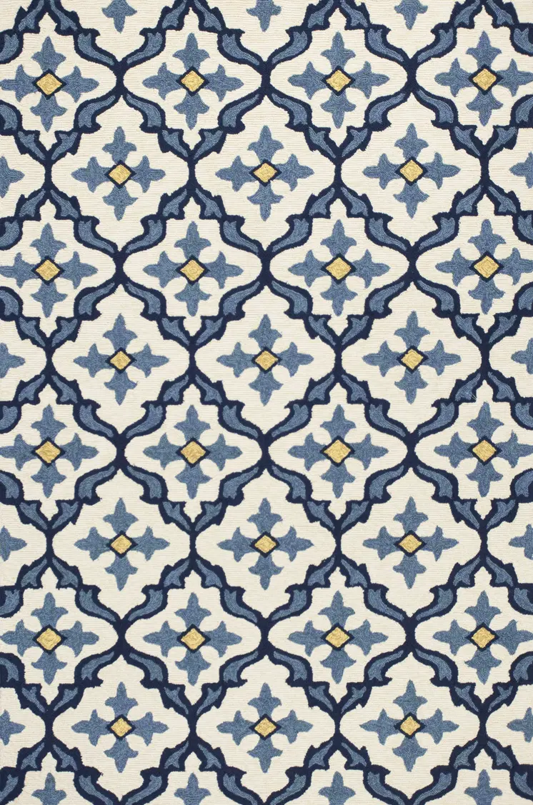 8' X 10' Blue And Ivory Moroccan Handmade Indoor Outdoor Area Rug