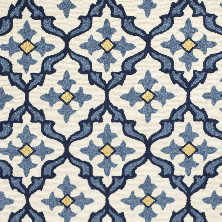 8' X 10' Blue And Ivory Moroccan Handmade Indoor Outdoor Area Rug