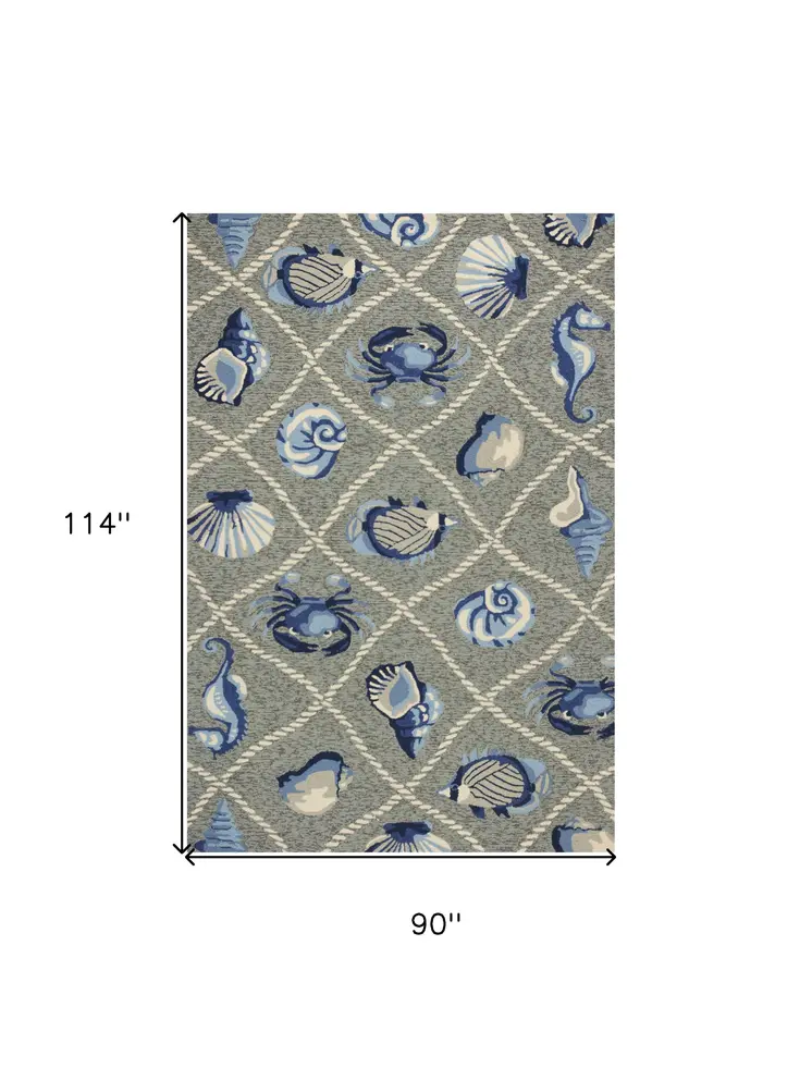 8' X 10' Gray Abstract Indoor Outdoor Area Rug