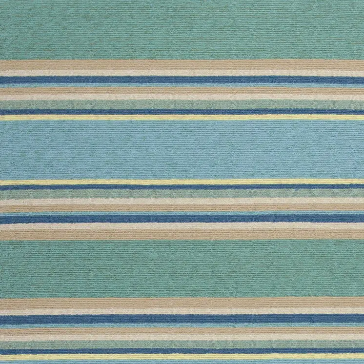 8' X 10' Blue Striped Handmade Indoor Outdoor Area Rug