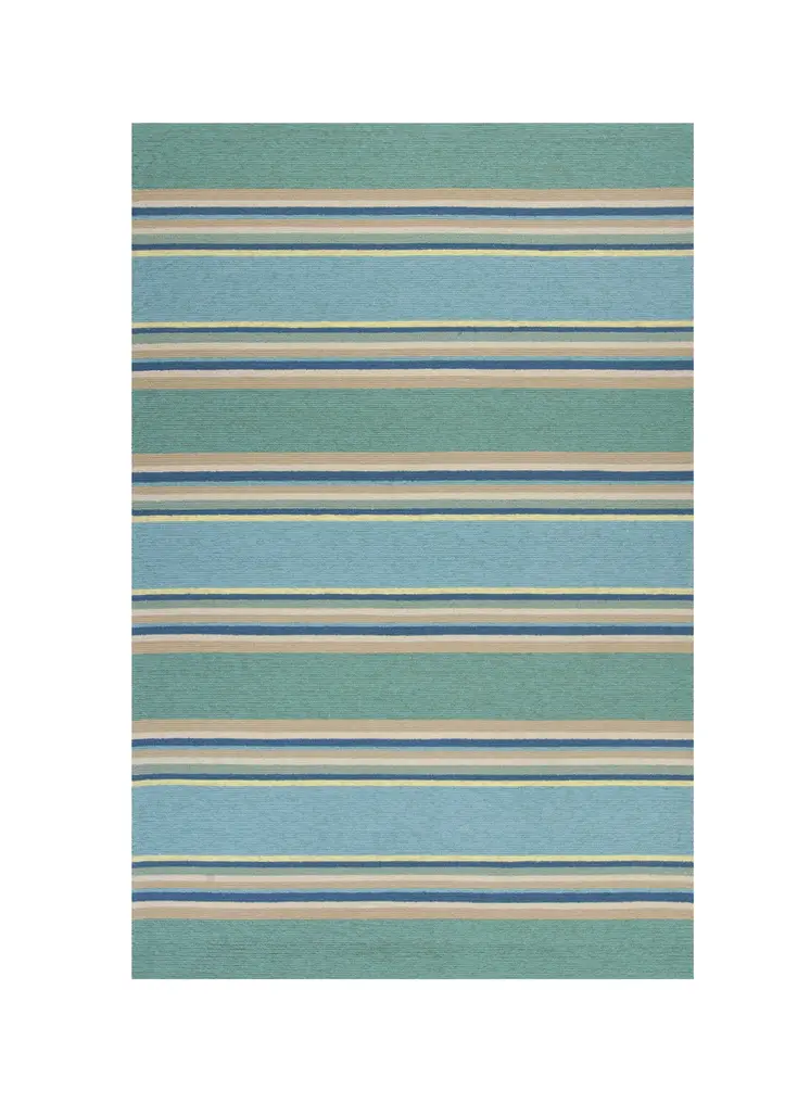 8' X 10' Blue Striped Handmade Indoor Outdoor Area Rug