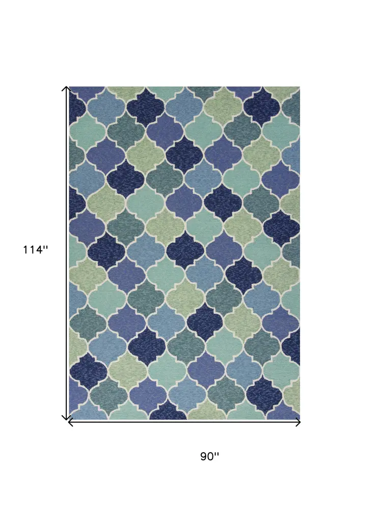 7' X 9'  Uv Treated Polypropylene Blue Area Rug