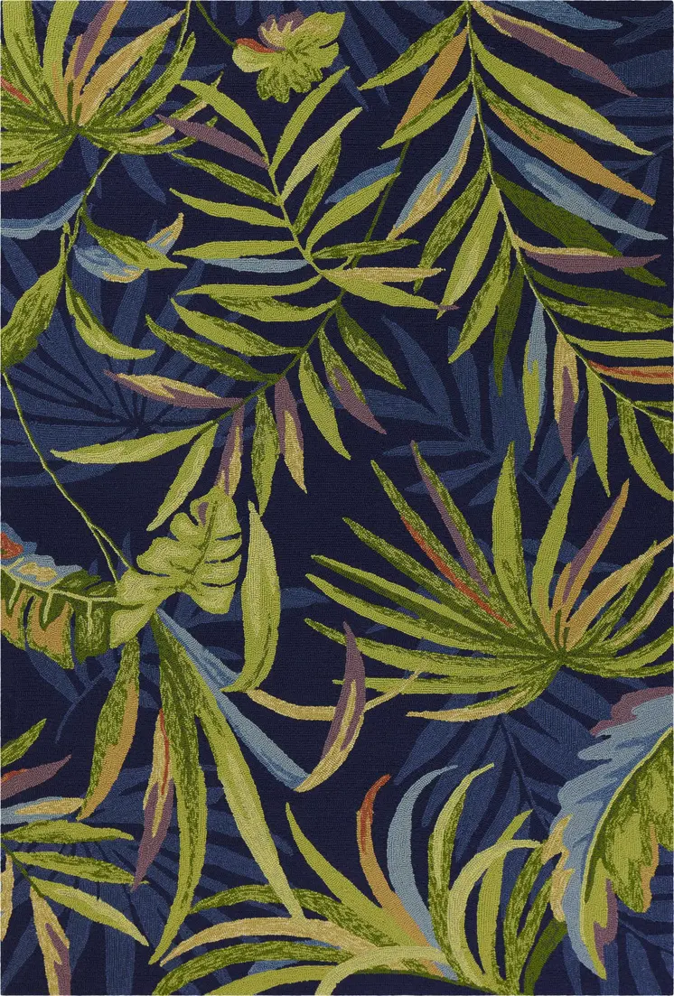 8' X 10' Blue Floral Indoor Outdoor Area Rug