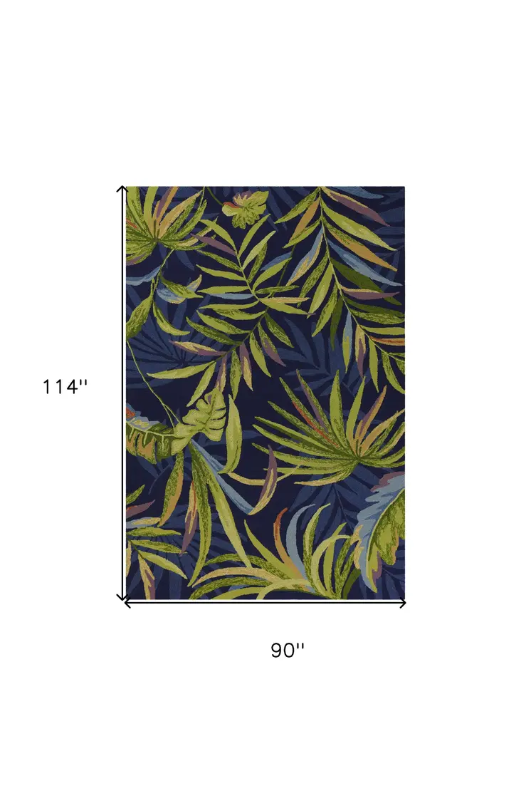 8' X 10' Blue Floral Indoor Outdoor Area Rug