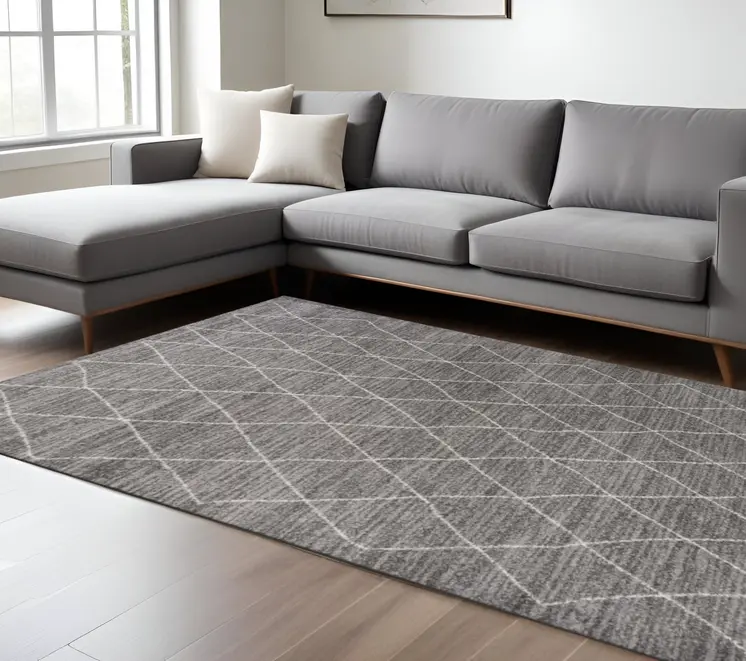 8' X 11' Gray And Light Gray Geometric Area Rug