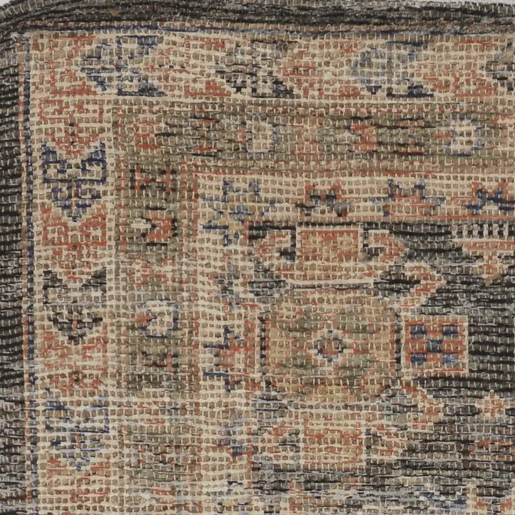 8' X 11' Charcoal Southwestern Handmade Worn Faded Area Rug