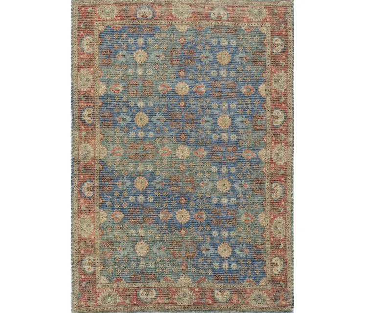8' X 11' Blue Floral Handmade Area Rug