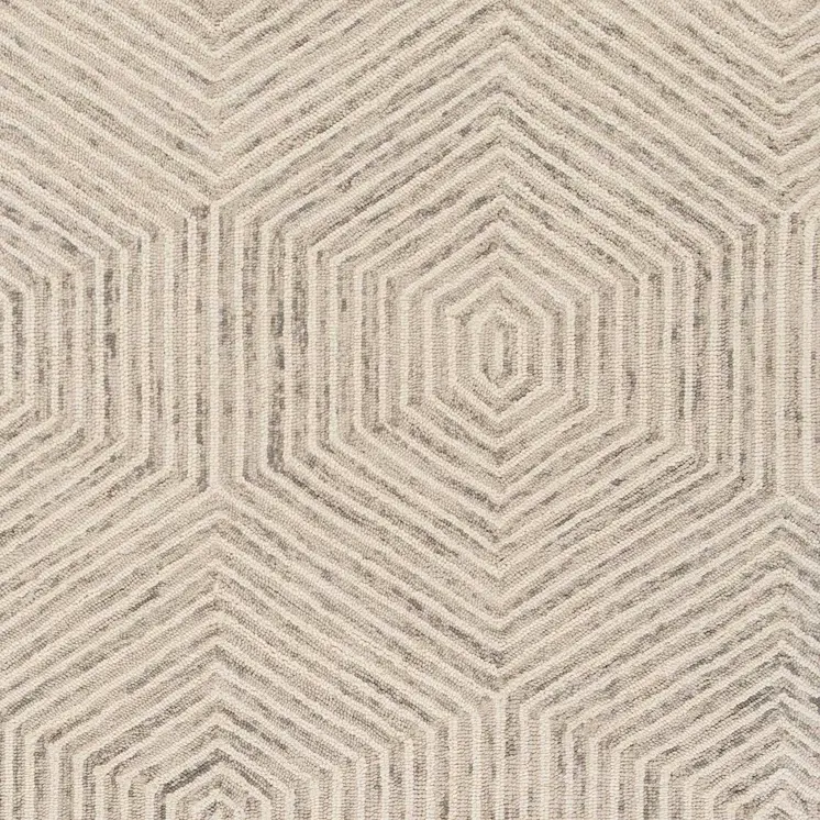 8' X 10' Ivory and Gray Wool Geometric Hand Tufted Area Rug