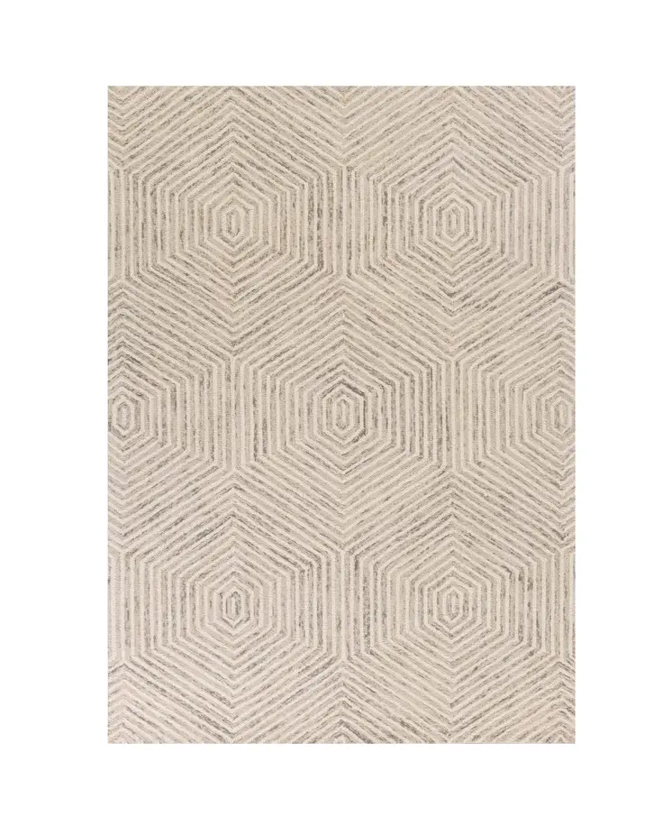 8' X 10' Ivory and Gray Wool Geometric Hand Tufted Area Rug