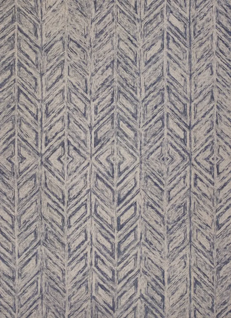 8' X 10' Blue Hand Tufted Herringbone Indoor Area Rug