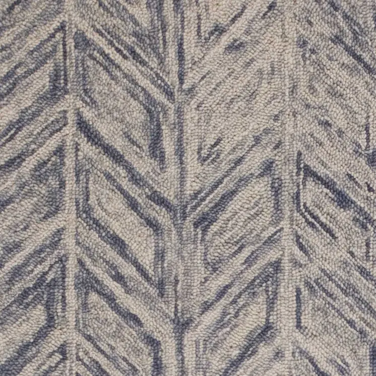 8' X 10' Blue Hand Tufted Herringbone Indoor Area Rug
