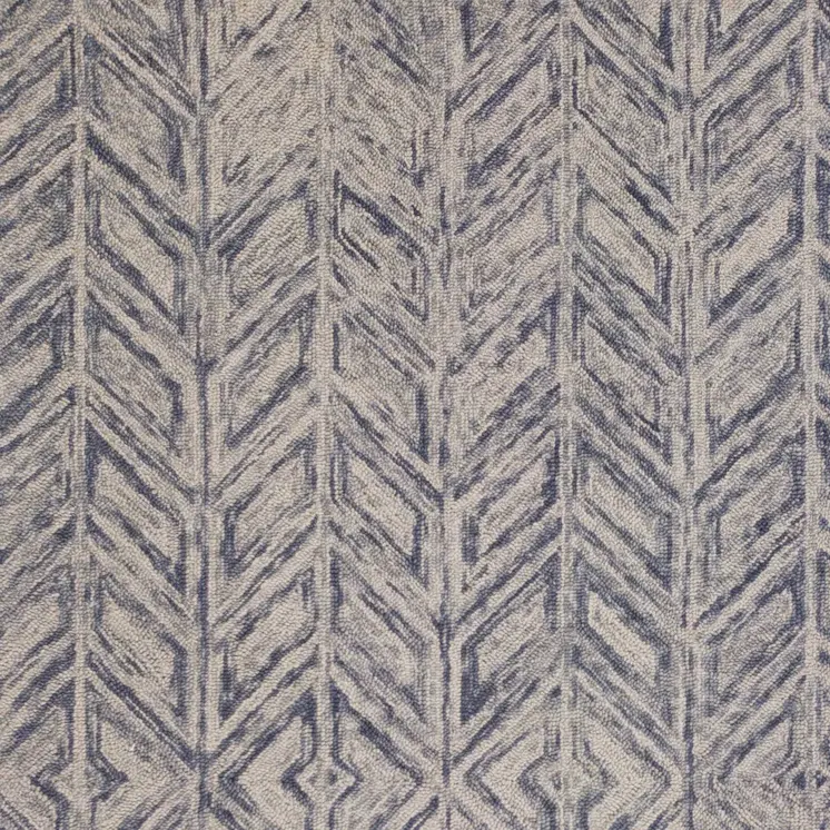8' X 10' Blue Hand Tufted Herringbone Indoor Area Rug