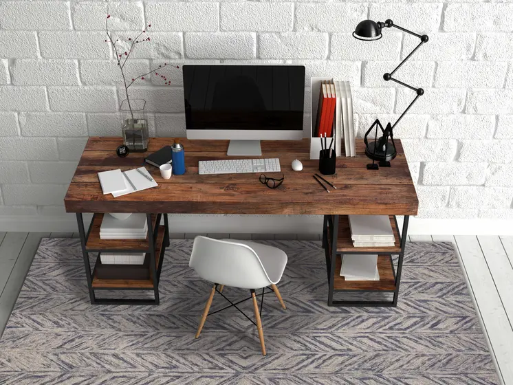 8' X 10' Blue Hand Tufted Herringbone Indoor Area Rug