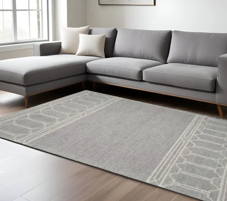 8' X 10'  Wool Grey Area Rug