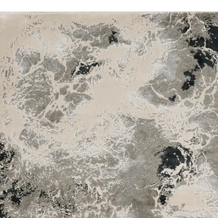 8' X 11' Silver And Black Abstract Area Rug