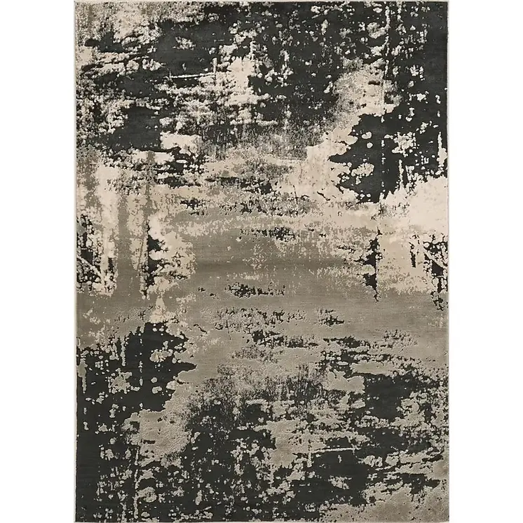 7' X 10'  Polyester Silver Charcoal Area Rug