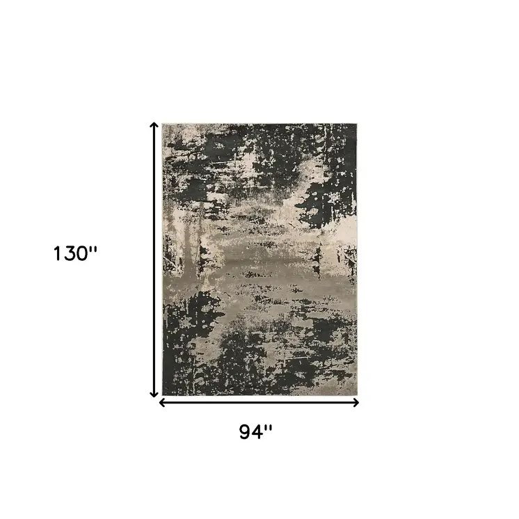 7' X 10'  Polyester Silver Charcoal Area Rug