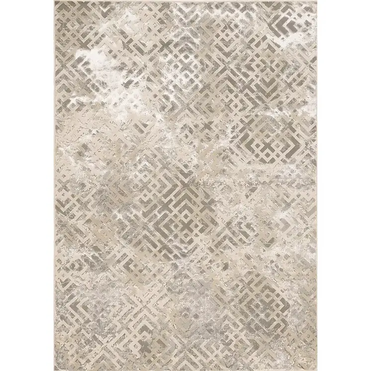7' X 10'  Polyester Sand Silver Area Rug