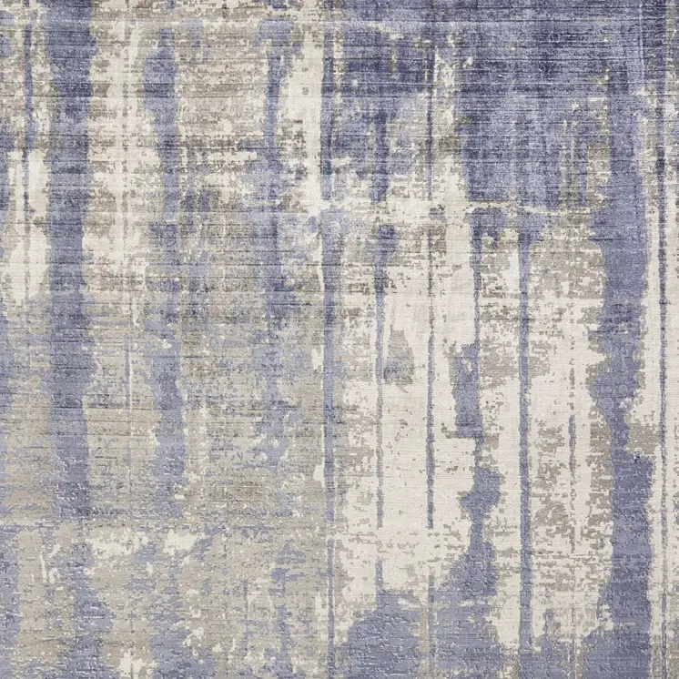 5' X 7' Blue Gray And Ivory Abstract Hand Loomed Area Rug