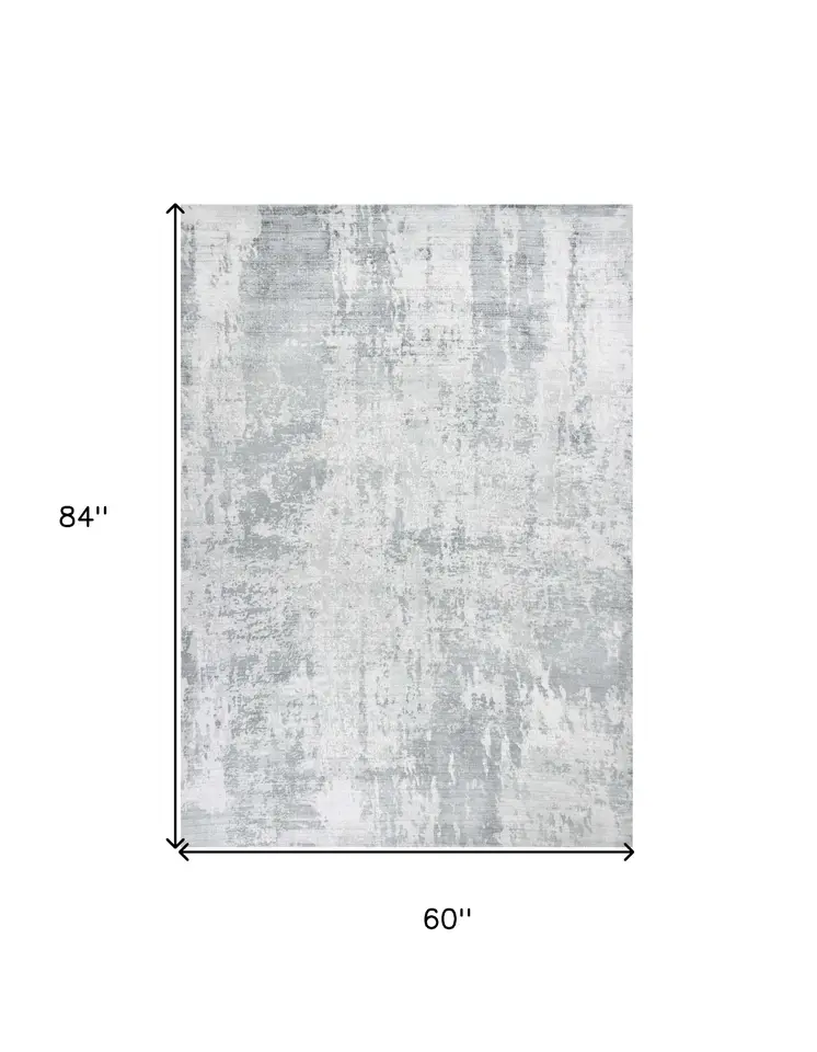 5' X 7' Dark Gray And Light Gray Abstract Hand Loomed Area Rug