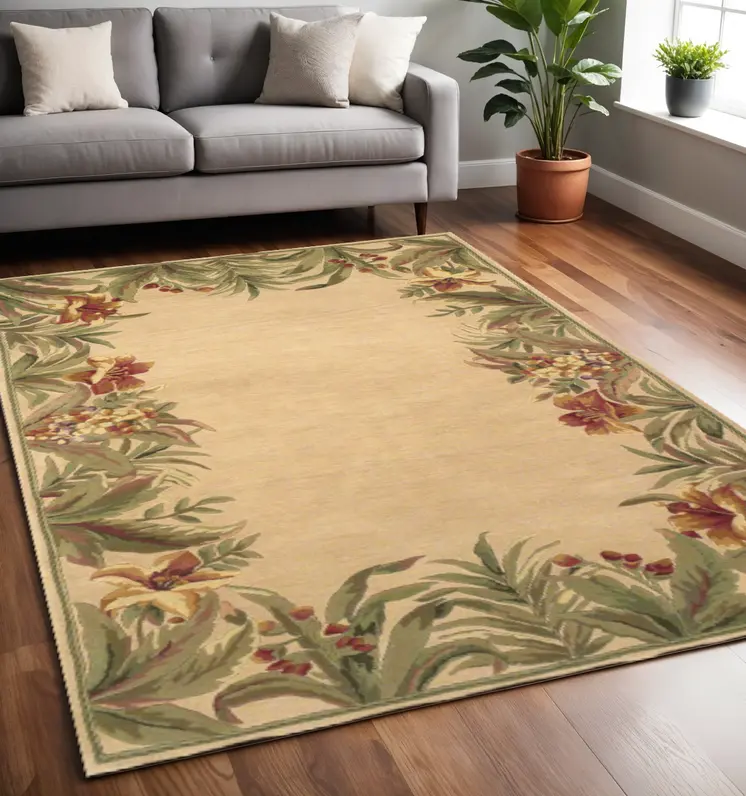 5' X 8'  Wool Ivory  Area Rug