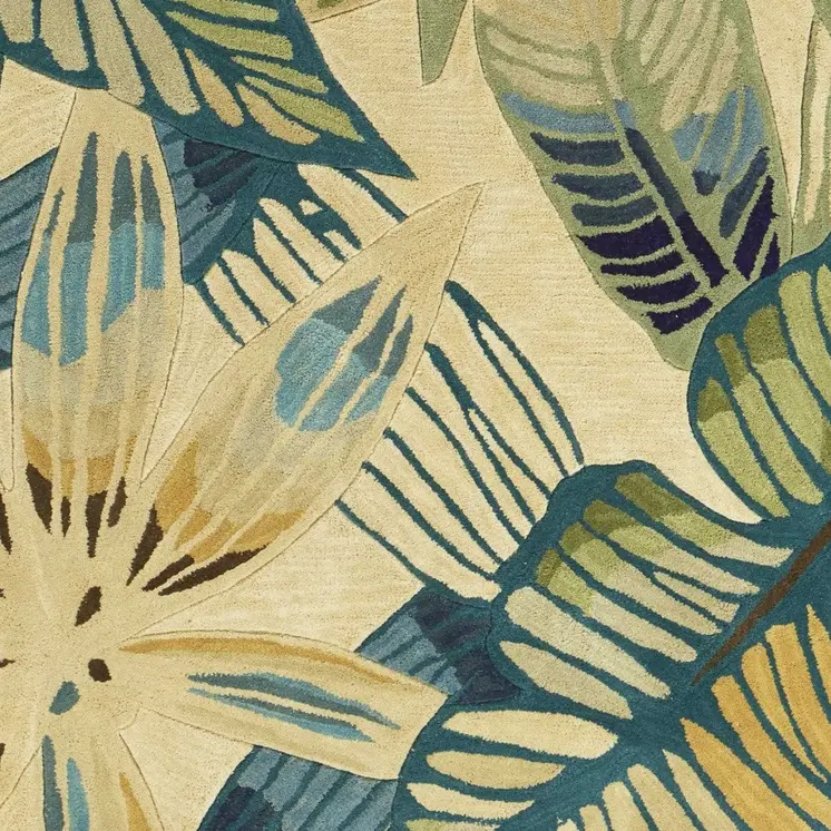 5' X 8'  Wool Ivory Or Teal Area Rug