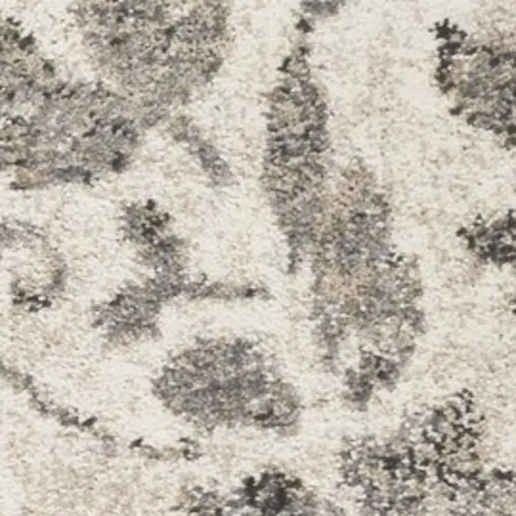 8' X 10' Gray And Tan Floral Distressed Area Rug