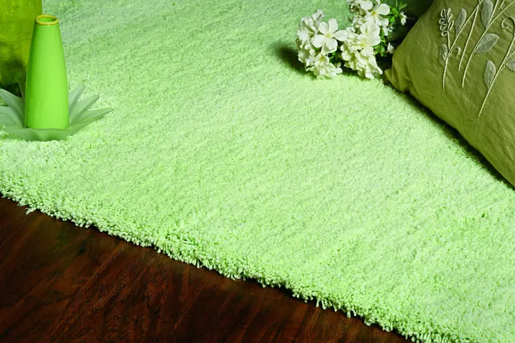 8' X 11' Green Shag Hand Woven Area Rug