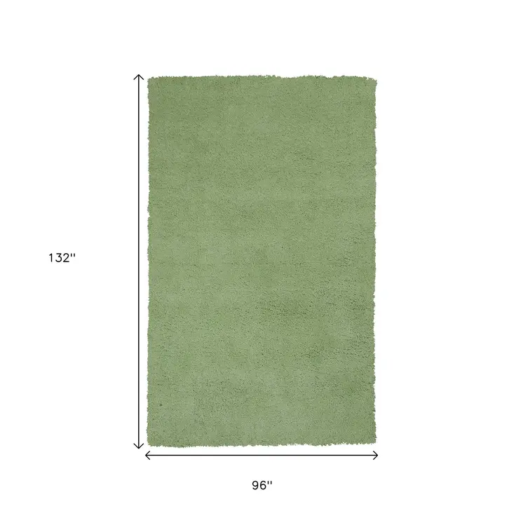 8' X 11' Green Shag Hand Woven Area Rug