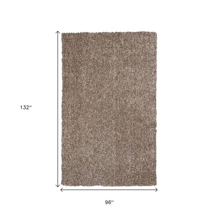 8' X 11' Beige Shag Hand Woven Area Rug