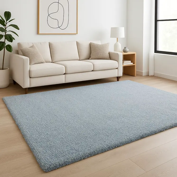 8' X 11' Blue Shag Hand Woven Area Rug