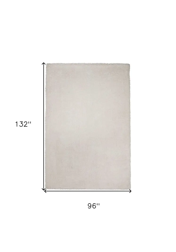 8' X 11' Ivory Shag Hand Woven Area Rug