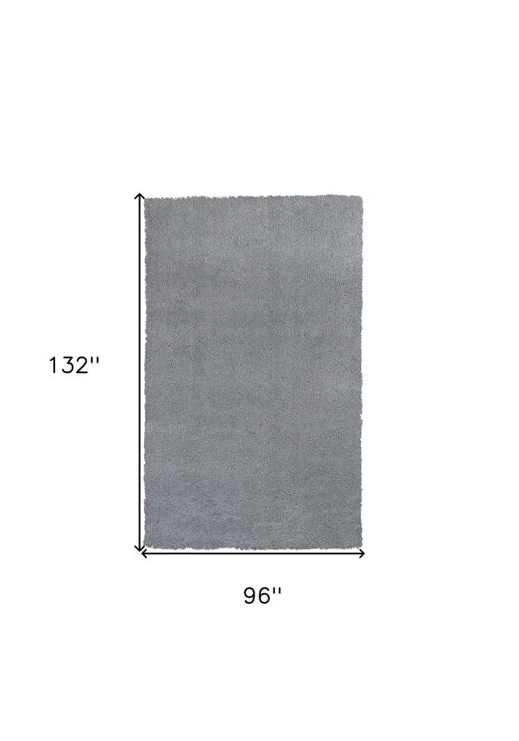 8' X 11' Gray Shag Hand Woven Area Rug