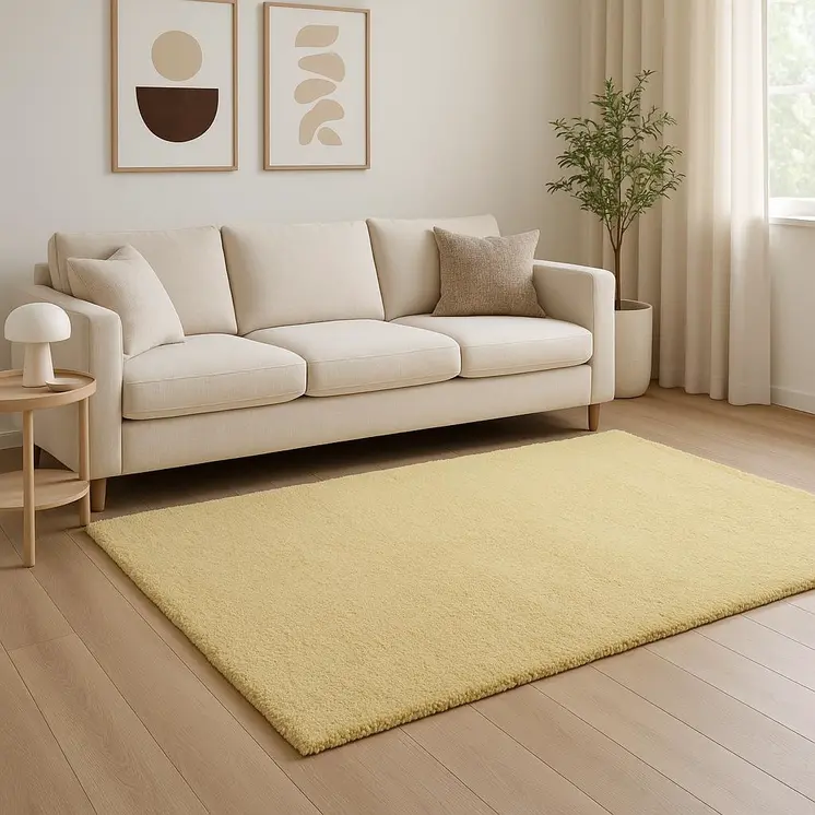 8' X 11' Yellow Shag Hand Woven Area Rug