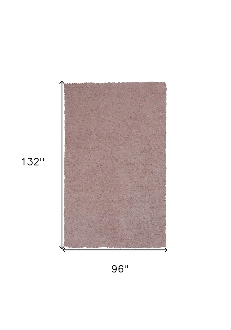 8' X 11' Pink Shag Hand Woven Area Rug