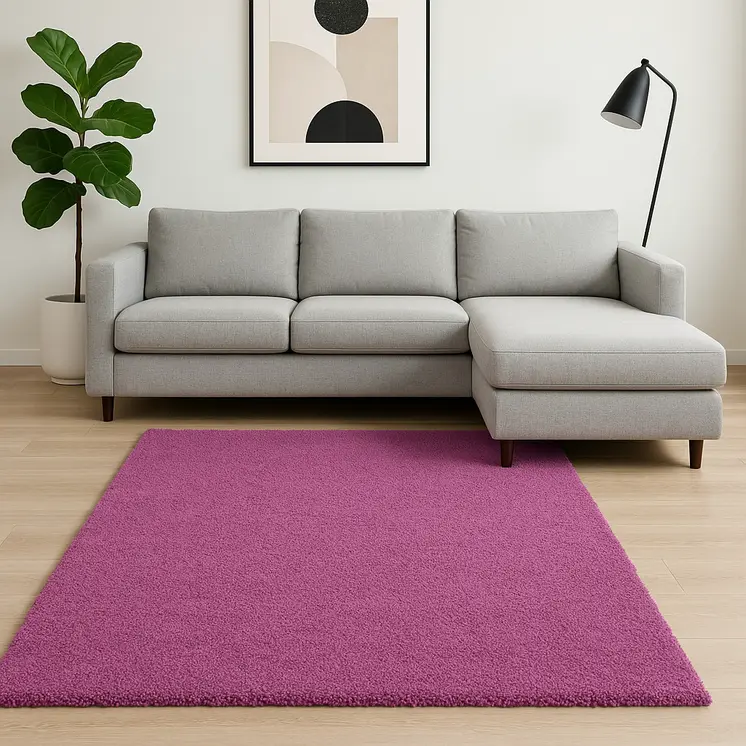 8' X 11' Pink Shag Hand Woven Area Rug