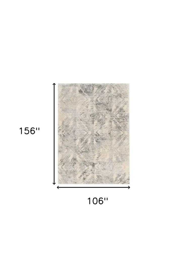 8' X 13'  Modern Ivory And Grey Abstract Area Rug