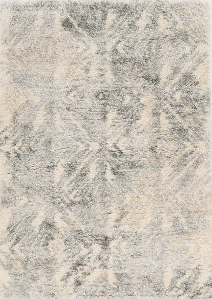 8' X 13'  Modern Ivory And Grey Abstract Area Rug