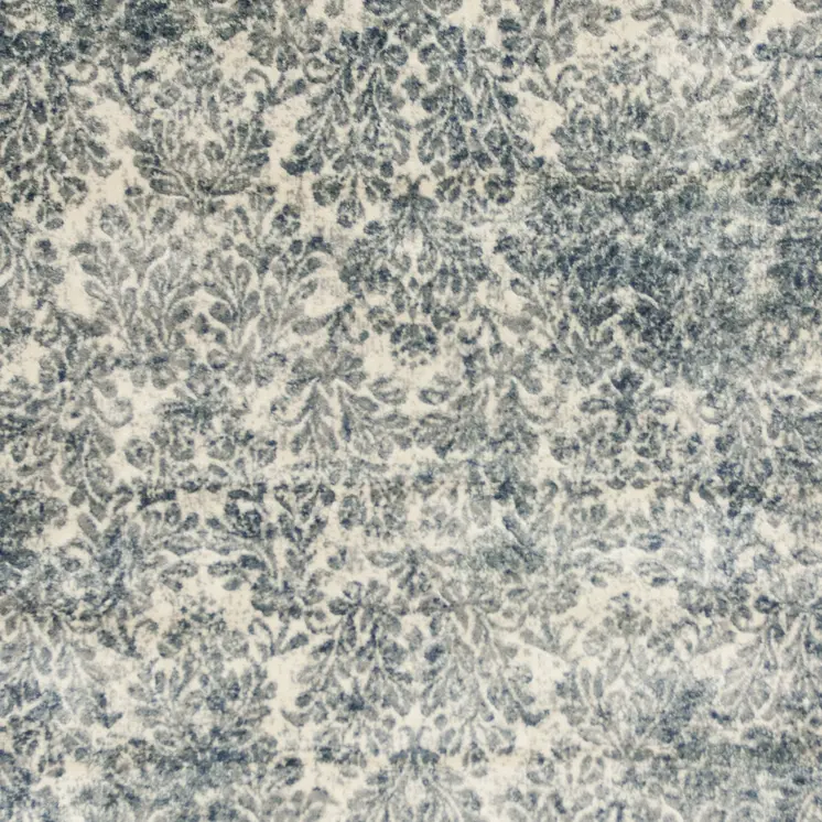 8' X 11' Ivory And Blue Damask Area Rug