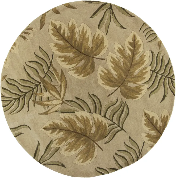 8' Sand And Beige Wool Hand Tufted Round Rug