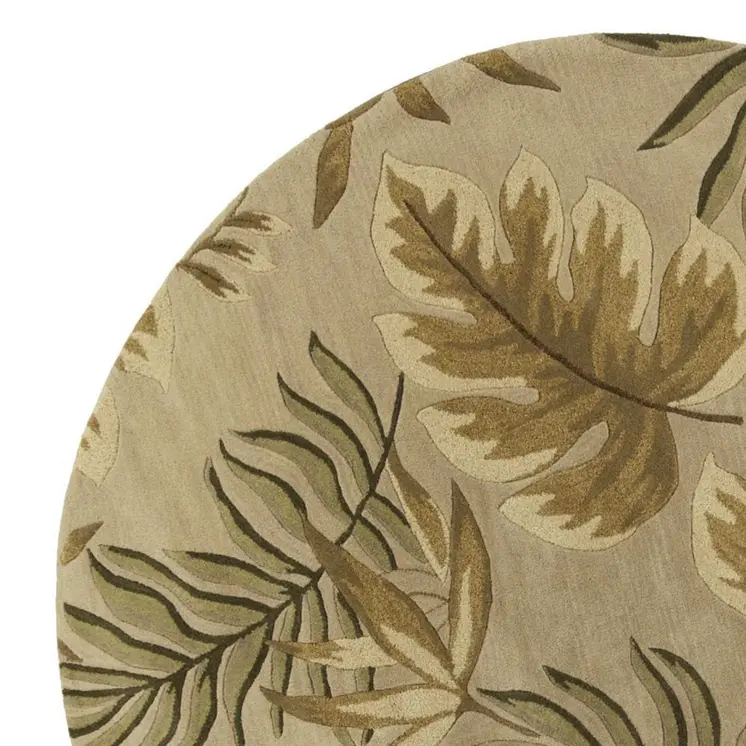 8' Sand And Beige Wool Hand Tufted Round Rug