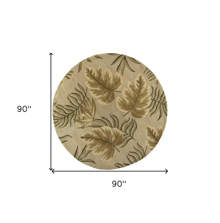 8' Sand And Beige Wool Hand Tufted Round Rug