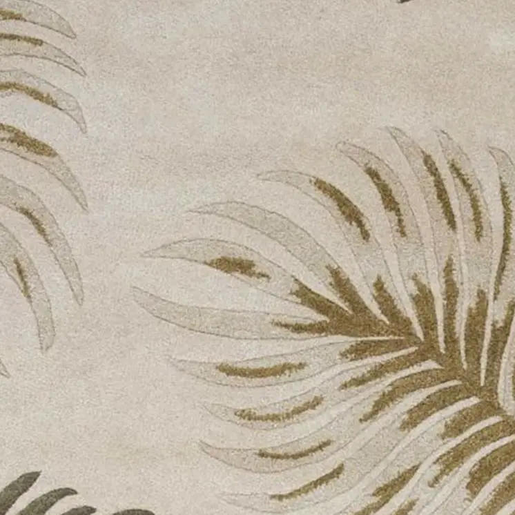 8' Beige Green And Brown Wool Botanical Leaves Hand Tufted Round Rug