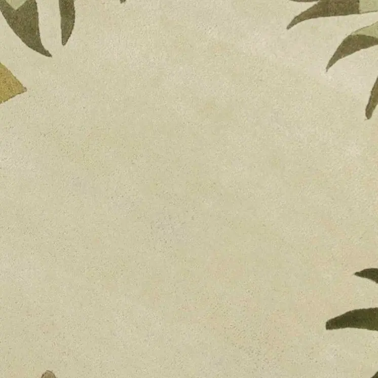 8' Ivory And Green Wool Botanical Leaves Hand Tufted Round Rug