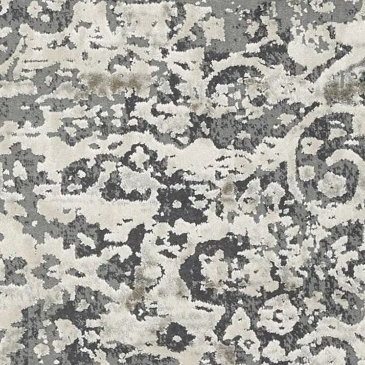 8' X 11' Ivory And Gray Floral Medallion Distressed Area Rug