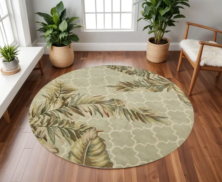 8' Sage Round Wool Hand Tufted Area Rug